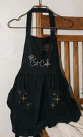 Midnight Cat Cafe Waitress Apron with Pockets, Custom Name With Ruffles Women, Whimsigoth Kitchen Decor, Retro Diner Style