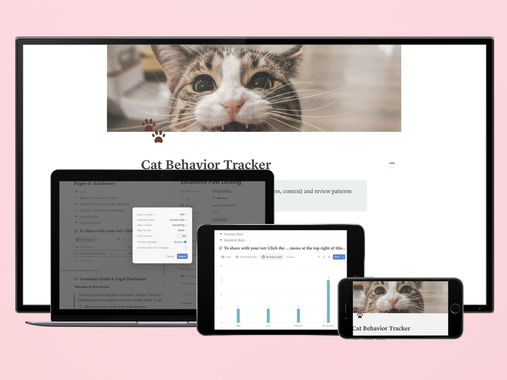 Notion Cat Behavior Tracker & Health Journal | Vet-Ready Pet Planner