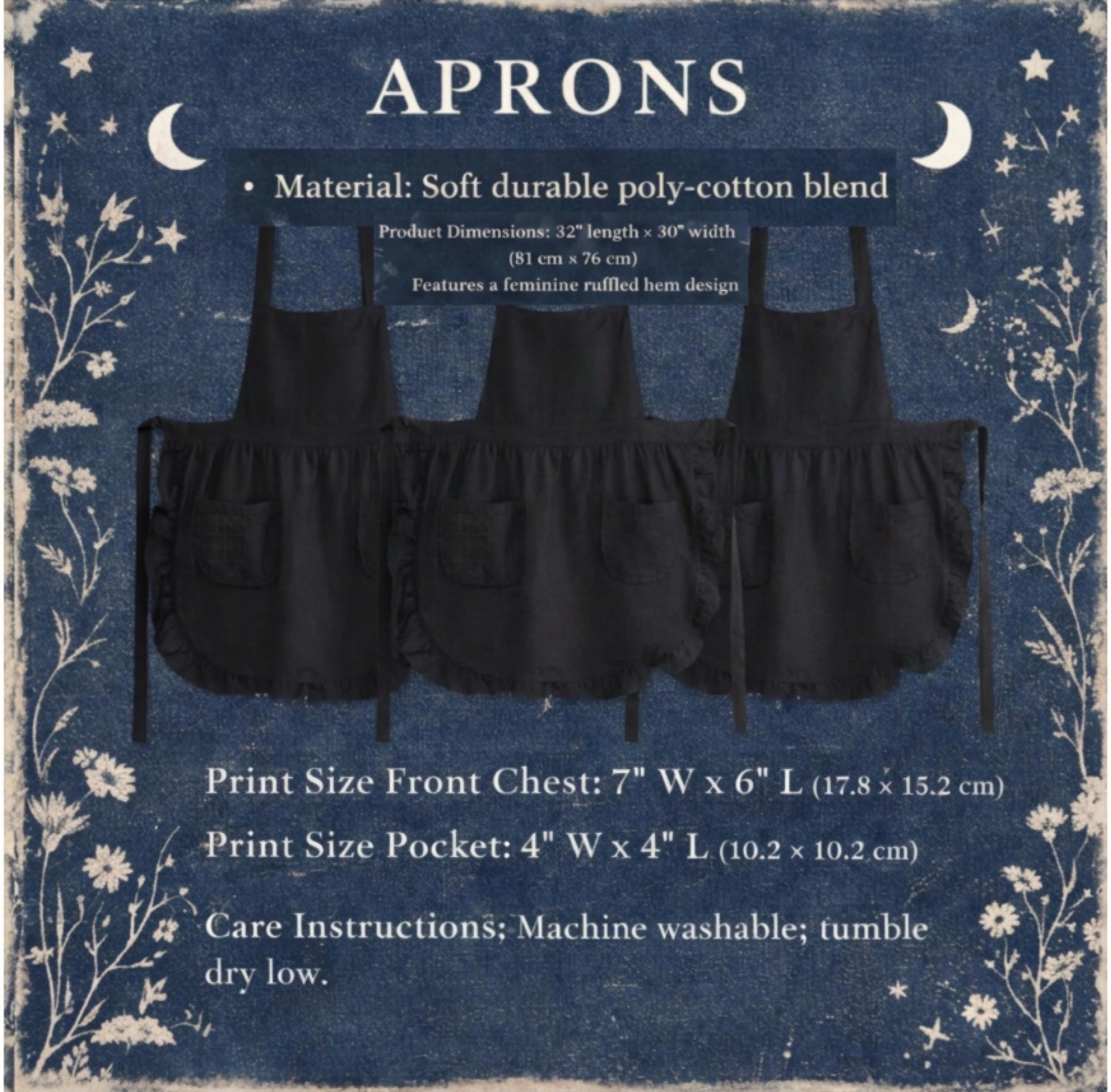 Goth Witch Ruffled Apron with Pockets, Whimsigoth Kitchen Decor, Black Cottagecore Apron for Baking, Gothic Gift for Her, Witchy Kitchenware