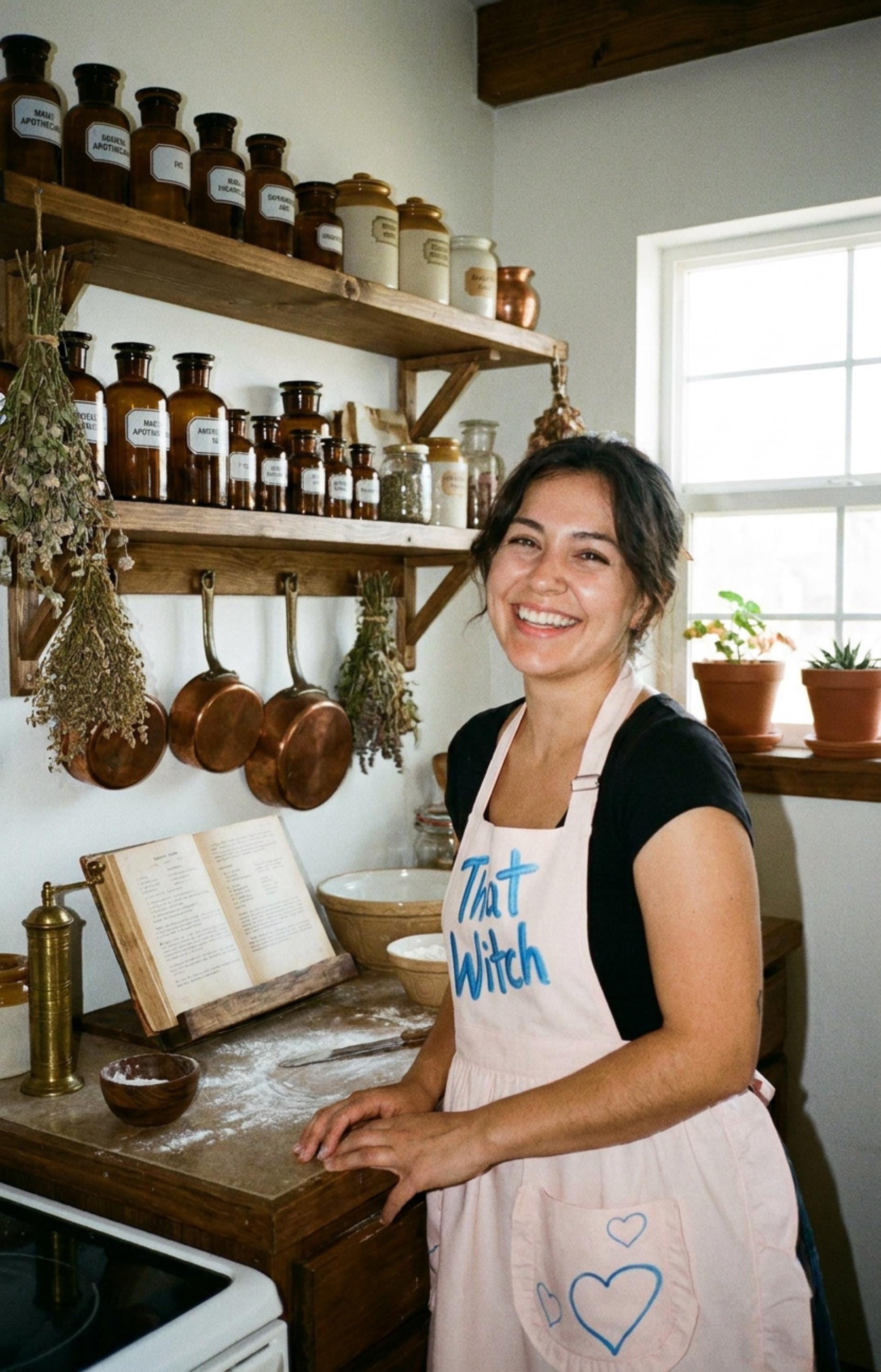 That Witch Ruffled Apron Aesthetic Cottagecore Baking Pinafore – Dark Whimsical Hostess Gift