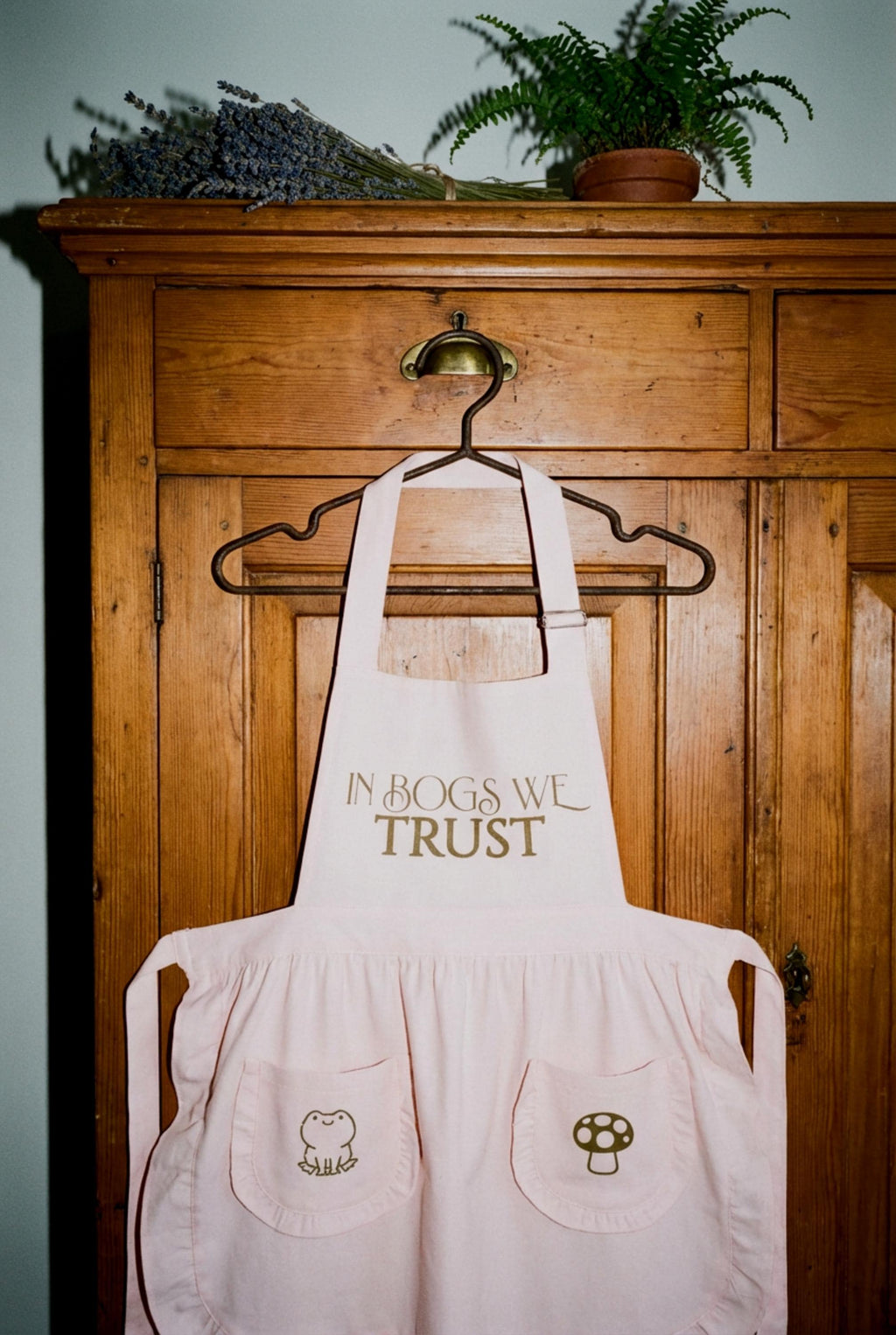 In Bogs We Trust Ruffled Apron with Pockets - Toad and Mushroom Kitchen  Cottagecore Baking Gift - Whimsigoth Gardening Apron