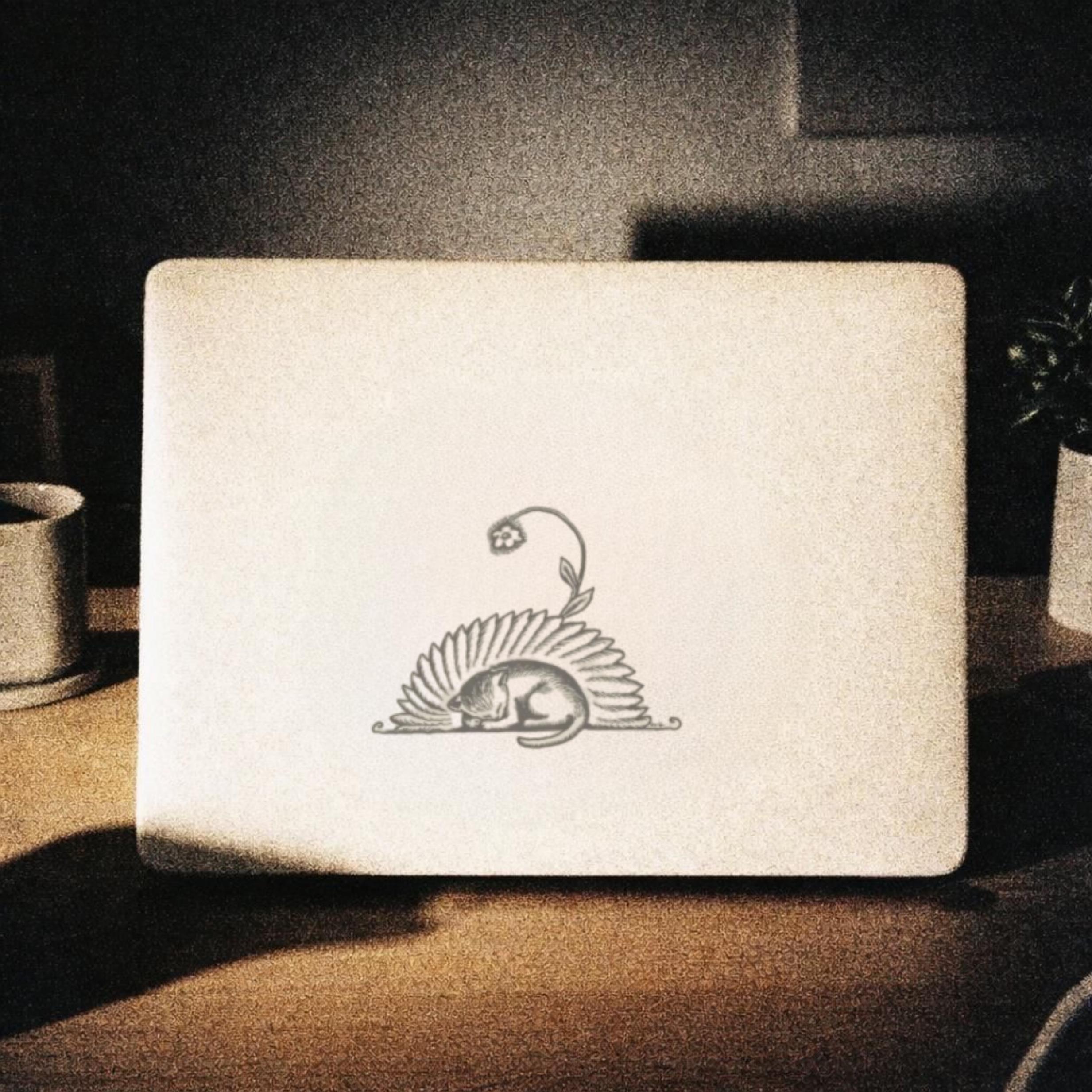 Millions of Cats- 1928 Book Illustration, Sleeping Kitten with Floral Detail, Antique Nature Drawing, Cozy Serene Image Macbook Laptop Case