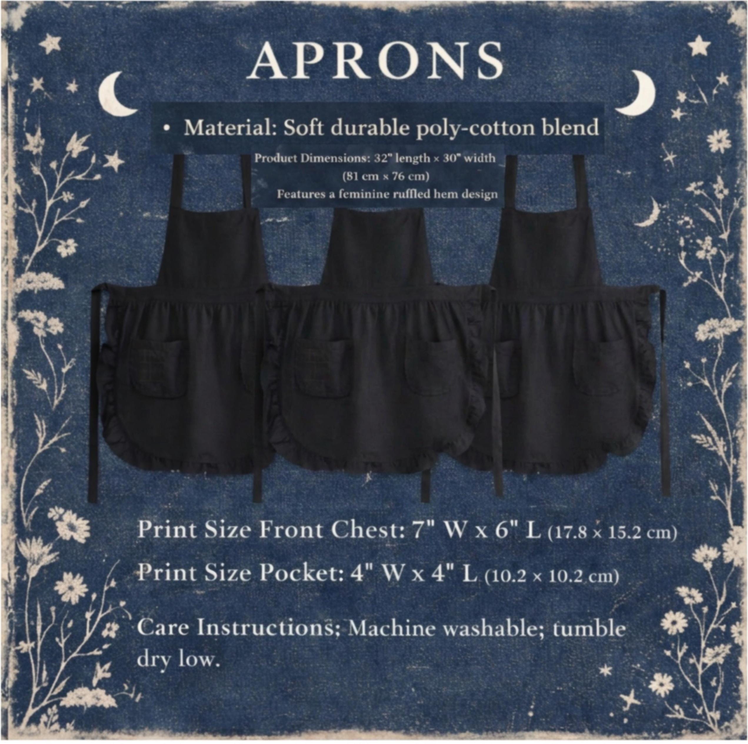 Midnight Cat Cafe Waitress Apron with Pockets, Custom Name With Ruffles Women, Whimsigoth Kitchen Decor, Retro Diner Style