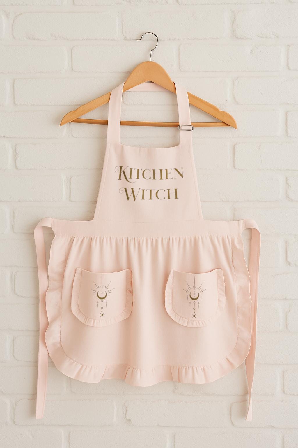Kitchen Witch Ruffled Apron - Gothic Decor, Witchy Kitchen