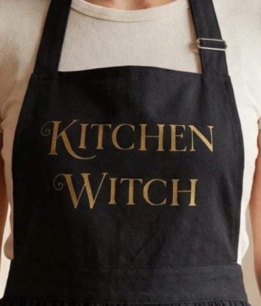 Kitchen Witch Ruffled Apron - Gothic Decor, Witchy Kitchen