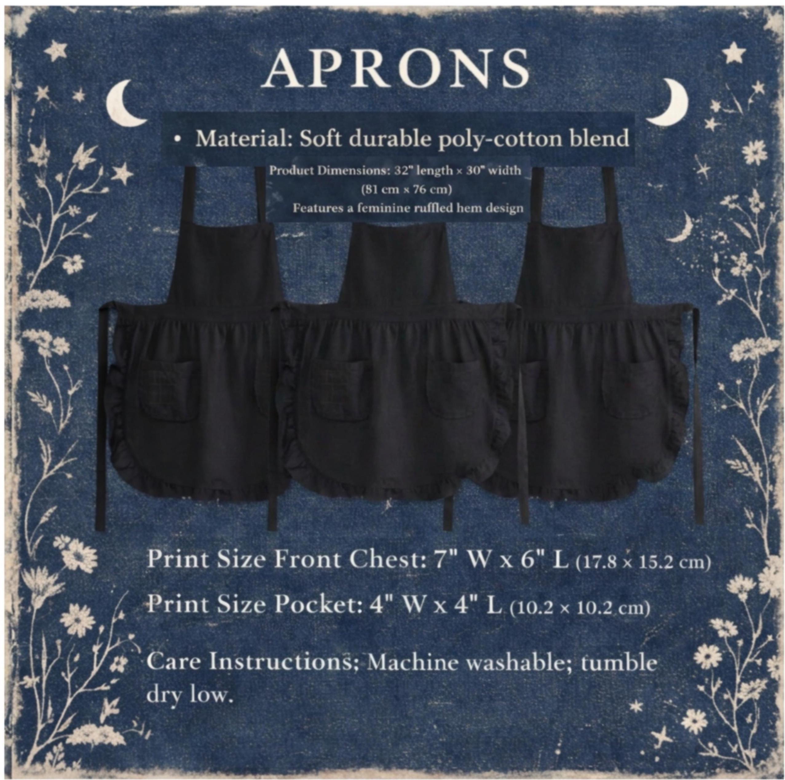 Black Ruffled Kitchen Apron with Pockets – Aesthetic Cottagecore Baking Pinafore – Dark Whimsical Hostess Gift
