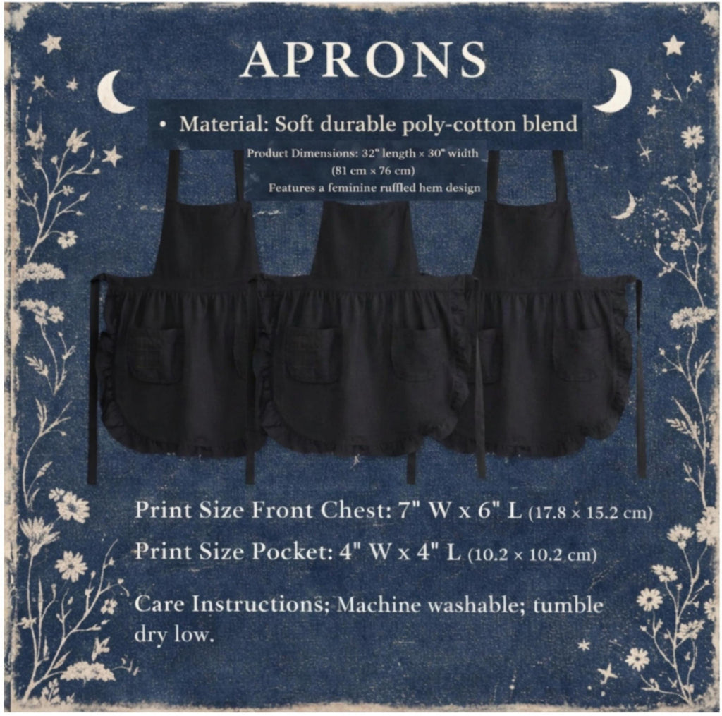 Whimsigoth Kitchen Apron with Pockets, Gothic Baking Gift for Her, This Kitchen Is For Magic Ruffled Pinafore, Witchy Home Decor Aesthetic