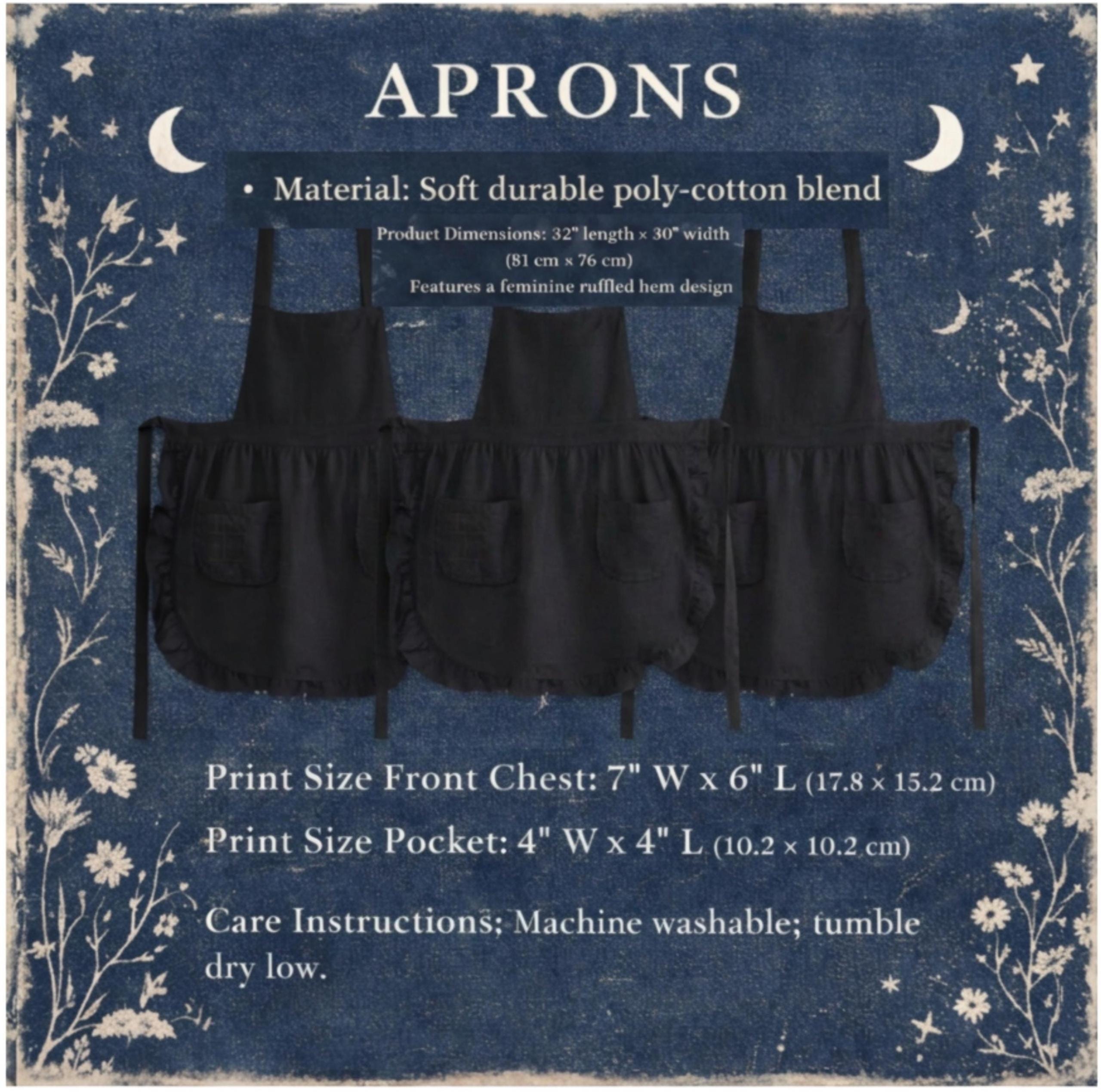 Whimsigoth Kitchen Apron with Pockets, Gothic Baking Gift for Her, This Kitchen Is For Magic Ruffled Pinafore, Witchy Home Decor Aesthetic
