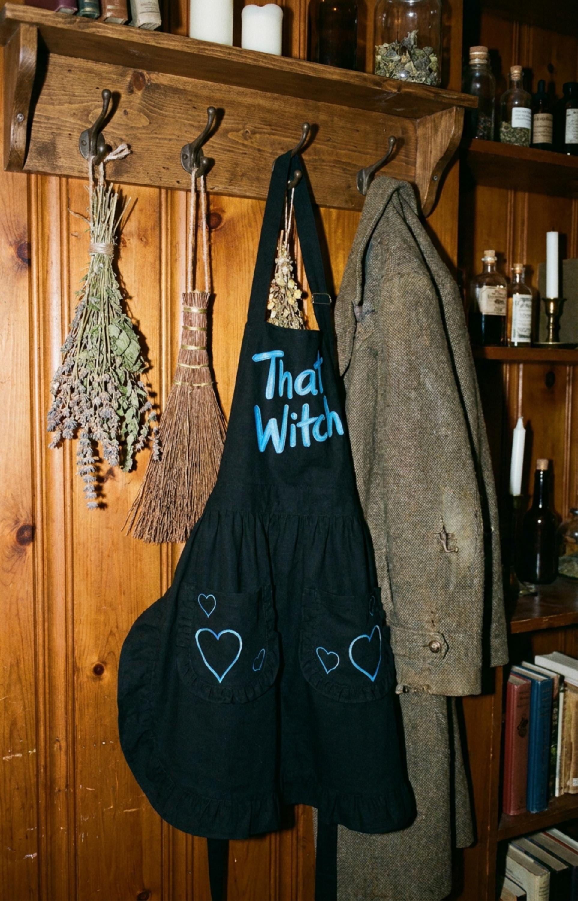 That Witch Ruffled Apron Aesthetic Cottagecore Baking Pinafore – Dark Whimsical Hostess Gift