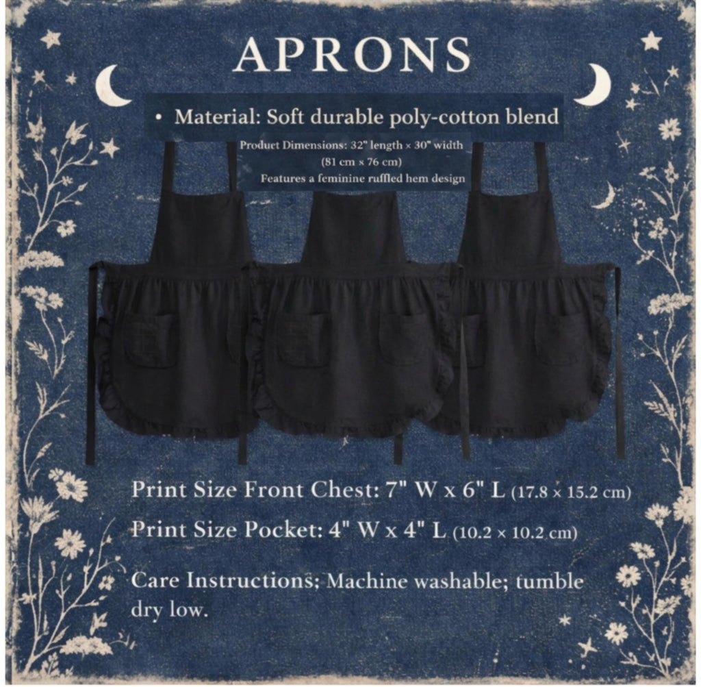 Dark Academia Bookish Apron with Ruffles, Library Aesthetic Kitchen Apron for Women, Bibliophile Gift, Vintage Style Herbology Pinafore