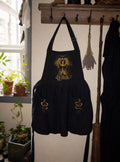 Goth Witch Ruffled Apron with Pockets, Whimsigoth Kitchen Decor, Black Cottagecore Apron for Baking, Gothic Gift for Her, Witchy Kitchenware
