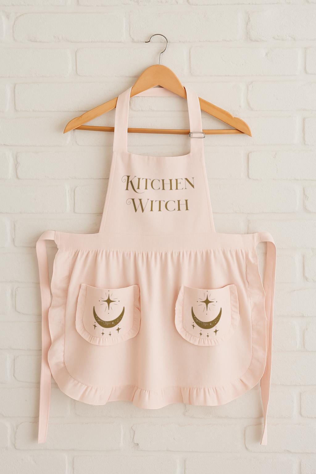 Celestial Kitchen Witch Apron with Star Pockets Witchy Baking Gift, Pastel Goth Kitchen Decor, Wiccan Cooking Pinafore, Astrology Lover Gift