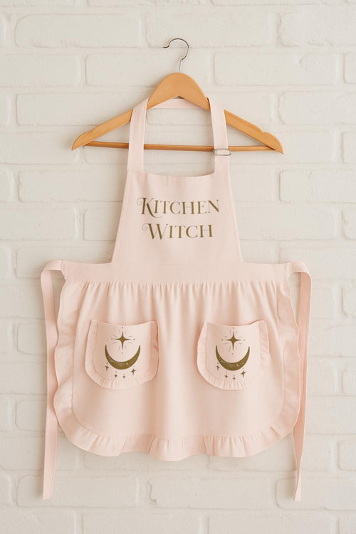 Celestial Kitchen Witch Apron with Star Pockets Witchy Baking Gift, Pastel Goth Kitchen Decor, Wiccan Cooking Pinafore, Astrology Lover Gift